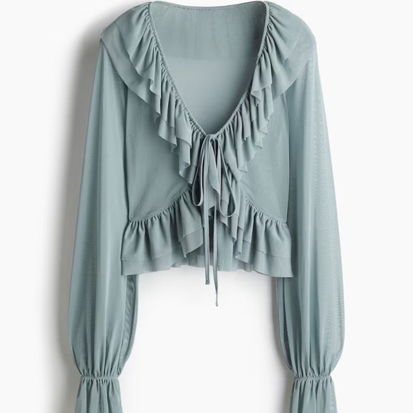 Light Green Ruffled Blouse - Picture 5 of 5